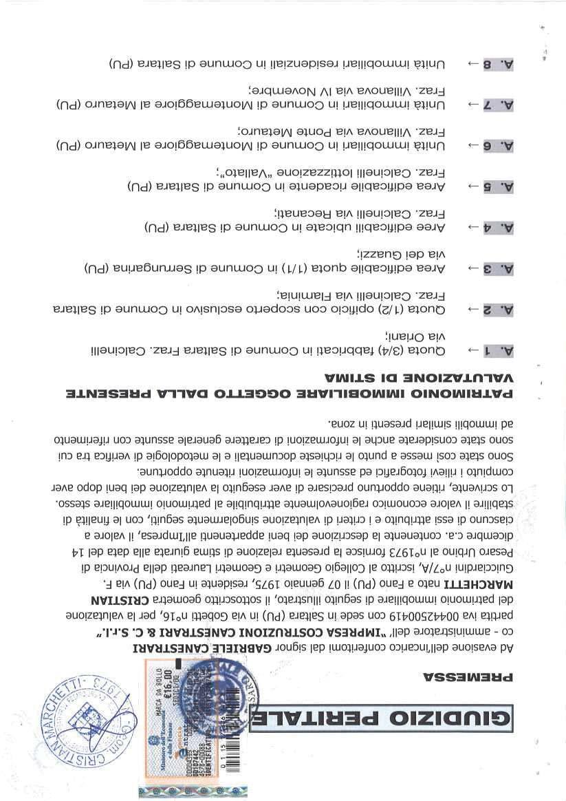 immobile appartamento all'asta in Localita' Saltara - Frazione Calcinelli - Via Flaminia - 61036 Colli al Metauro (PU) - 1