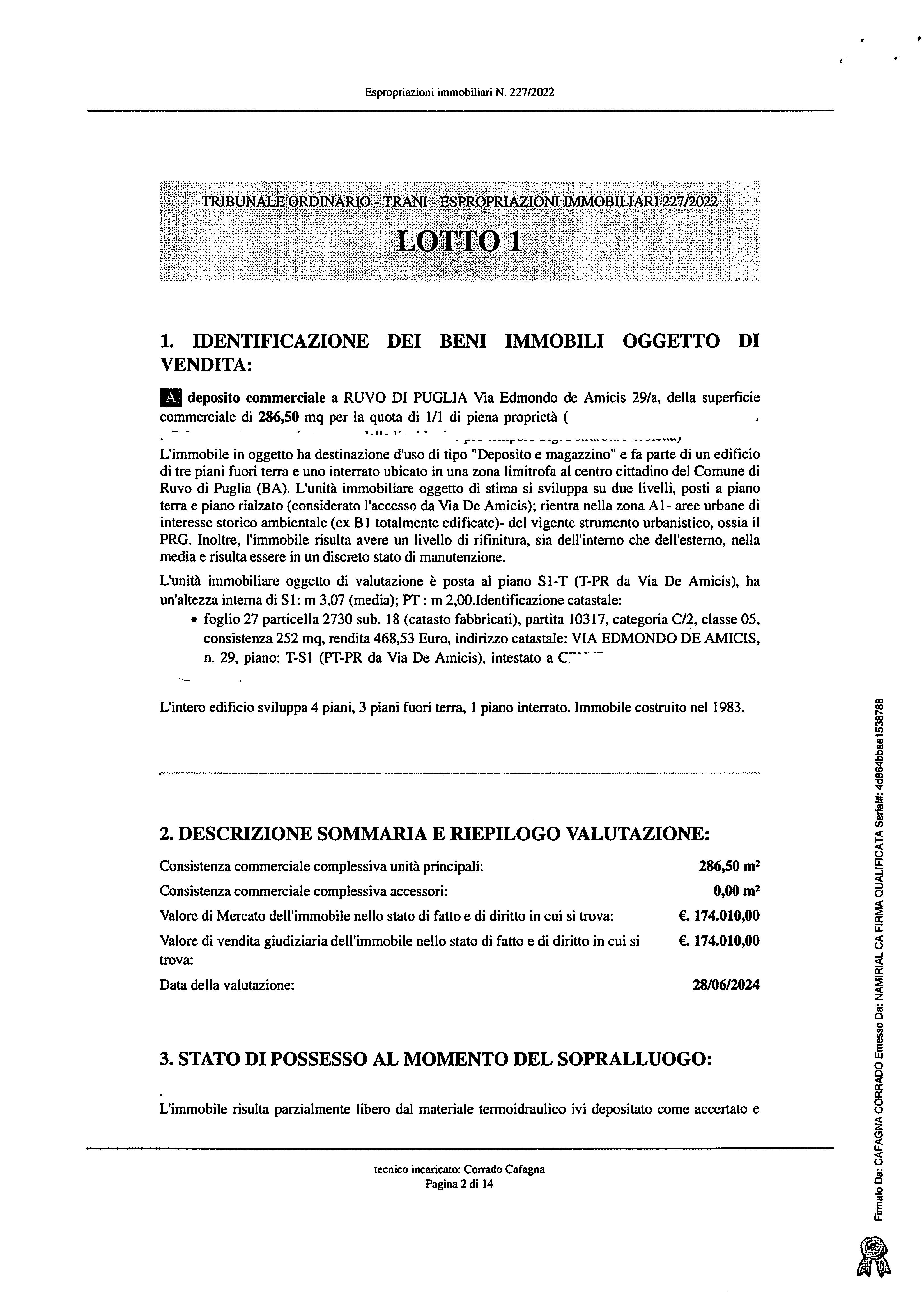 immobile magazzino all'asta in VIA EDMONDO DE AMICIS 29/A - 70037 Ruvo di Puglia (BA) - 2