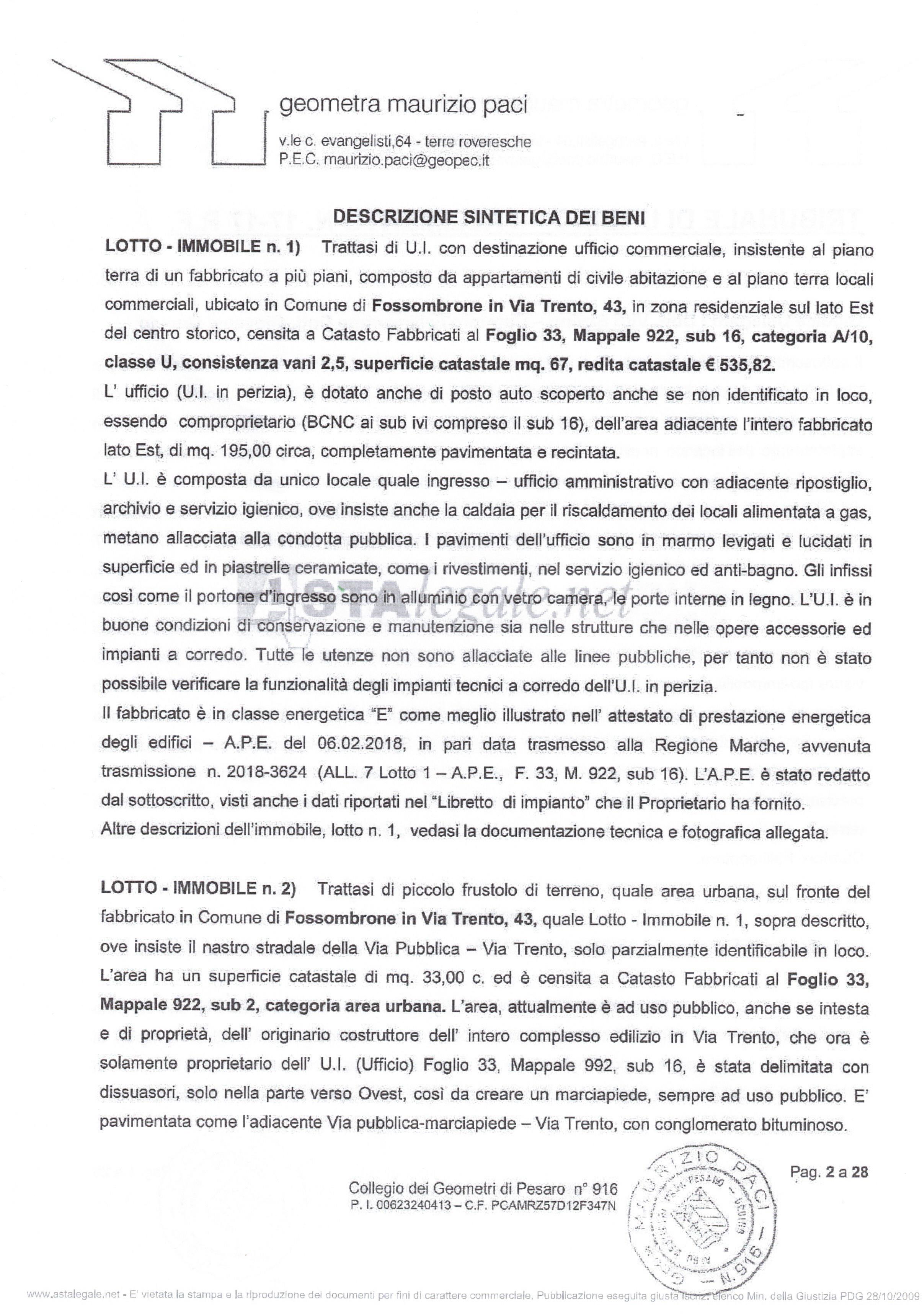 immobile ufficio all'asta in Via Trento, 43, 61034 Fossombrone PU, Italia Fossombrone, Pesaro e Urbino - 2