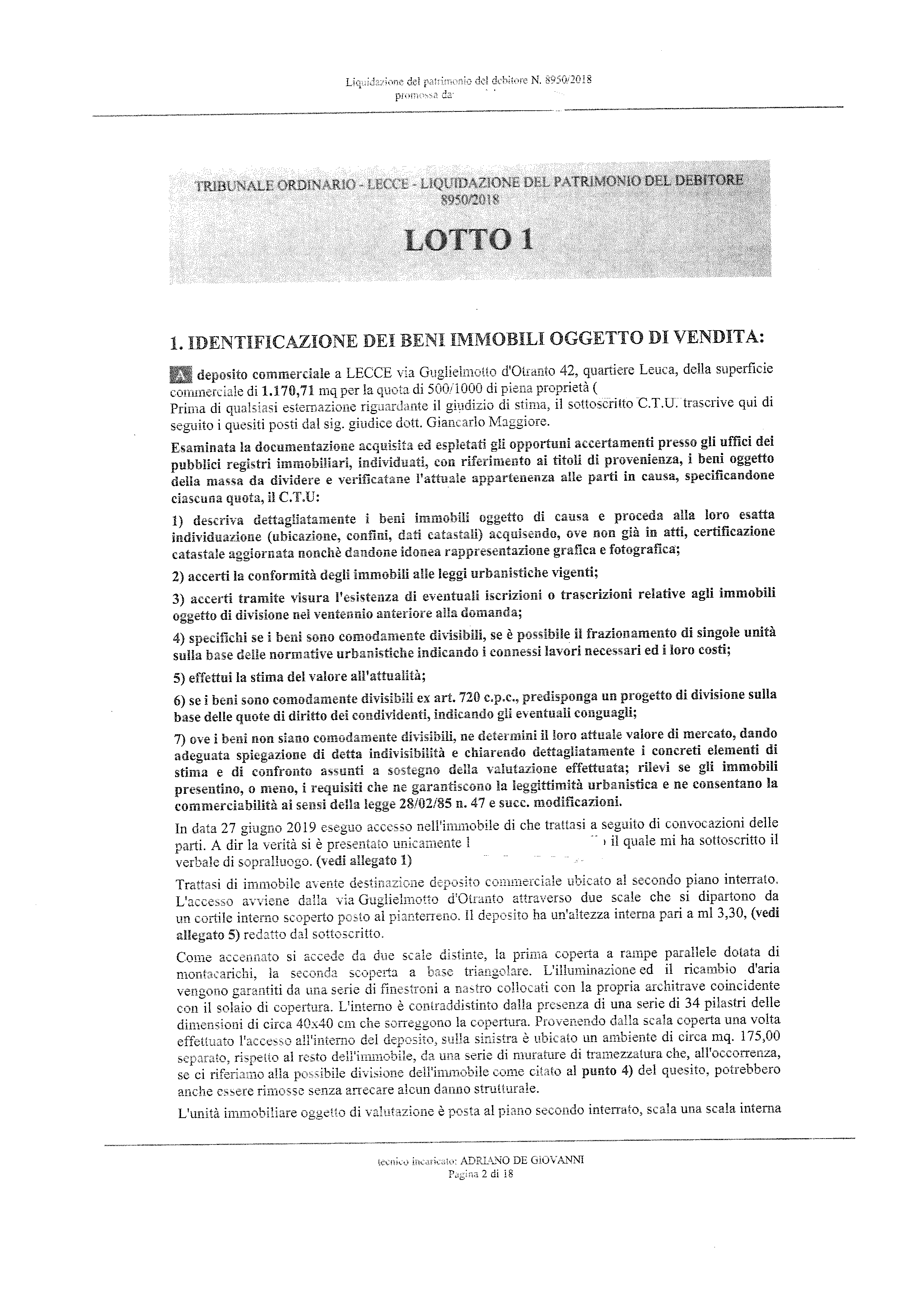 immobile magazzino all'asta in VIA GUGLIELMOTTO D'OTRANTO - 73100 Lecce (LE) - 2
