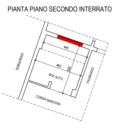planimetria Trilocale con cantina e autorimessa all'asta in piazza Derna, Torino (TO) - 1