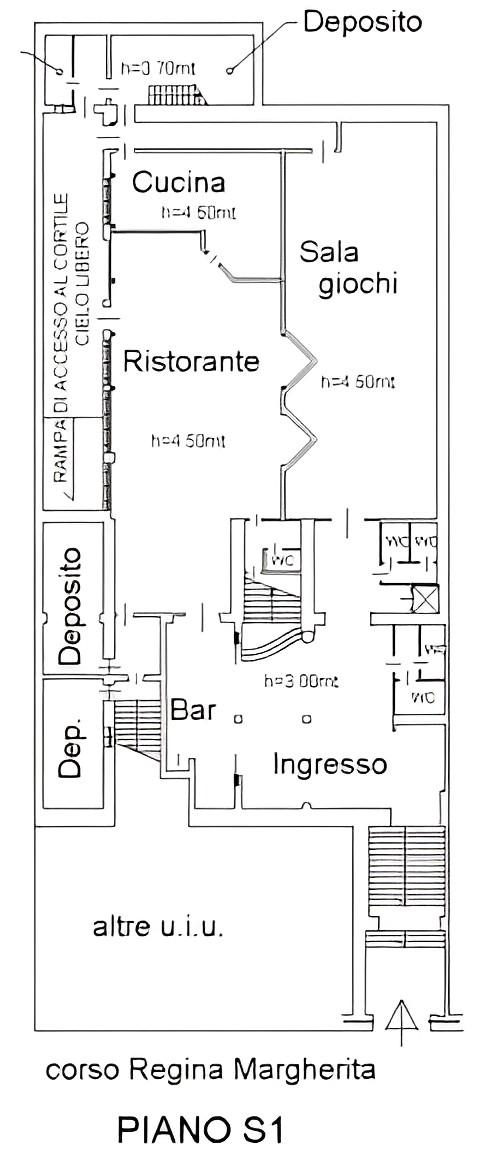 planimetria TRILOCALE E RISTORANTE ALL'ASTA IN CORSO REGINA MARGHERITA, TORINO (TO) - 1