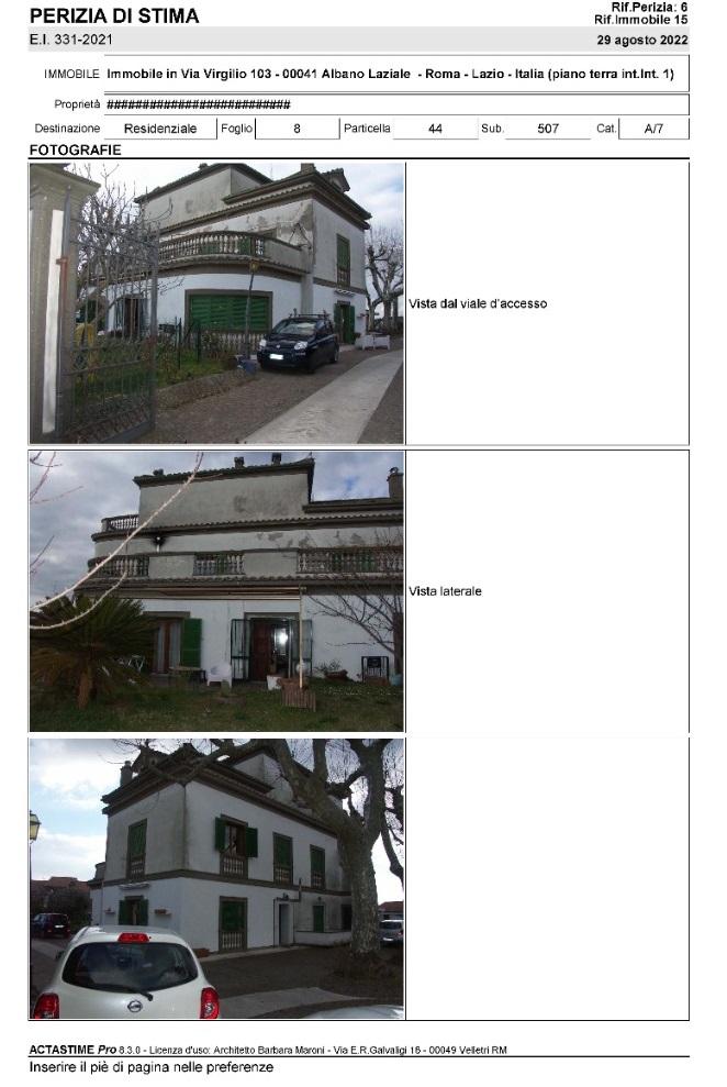 immobile villa all'asta in Via Virgilio, 103 e Via Pietro Taruffi, 3 Albano Laziale (RM) - 1