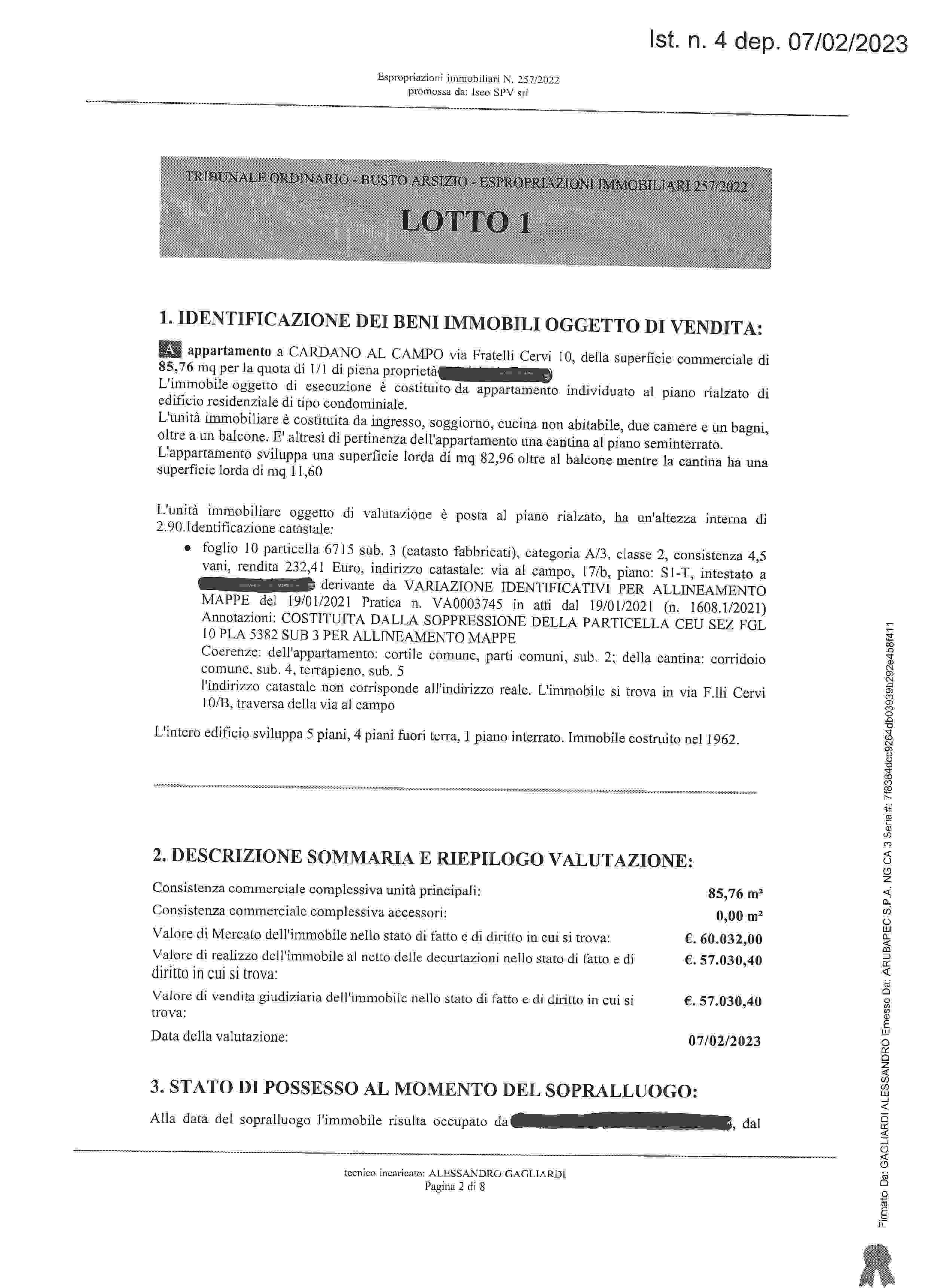 immobile appartamento all'asta in Via Fratelli Cervi 10 - 21010 Cardano al Campo (VA) - 2