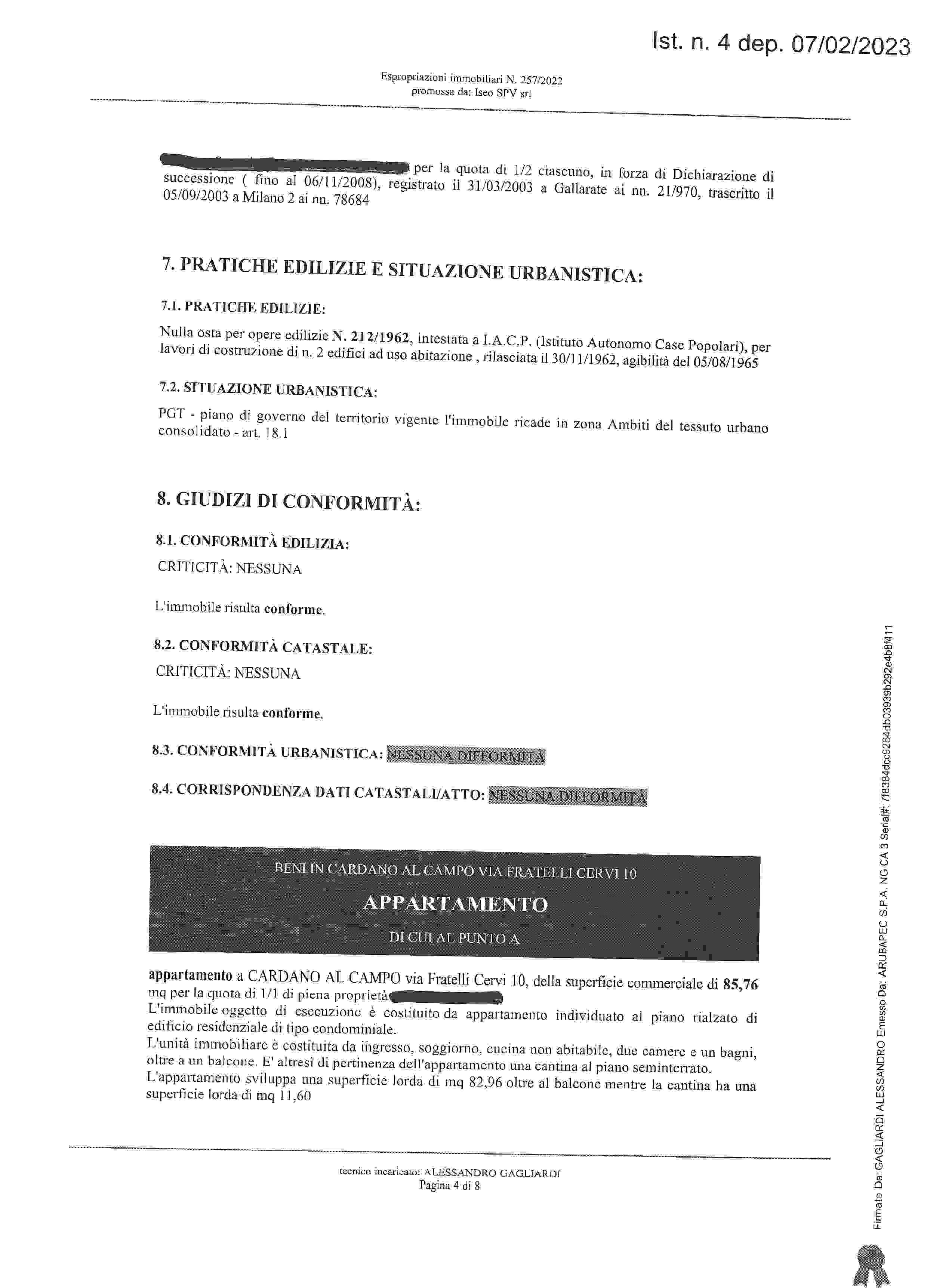 immobile appartamento all'asta in Via Fratelli Cervi 10 - 21010 Cardano al Campo (VA) - 4