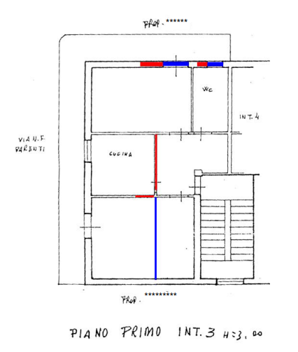 planimetria TRILOCALE CON BALCONE ALL'ASTA IN VIA NORMA FRATELLI PARENTI, ROMA (RM) - 1