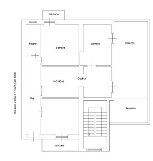 planimetria QUADRILOCALE CON BALCONE E TERRAZZO ALL'ASTA IN VIA NISCEMI, ROMA (RM) - 1