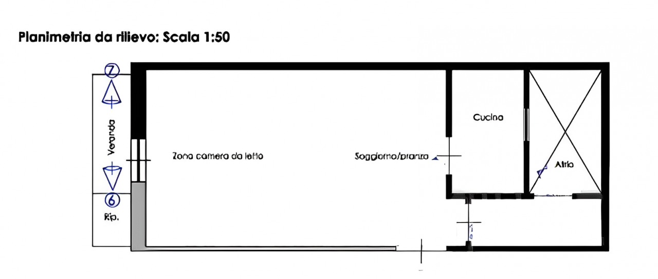 planimetria BILOCALE CON BALCONE ALL'ASTA IN VIA MONTE GRAPPA, BARI (BA) - 1