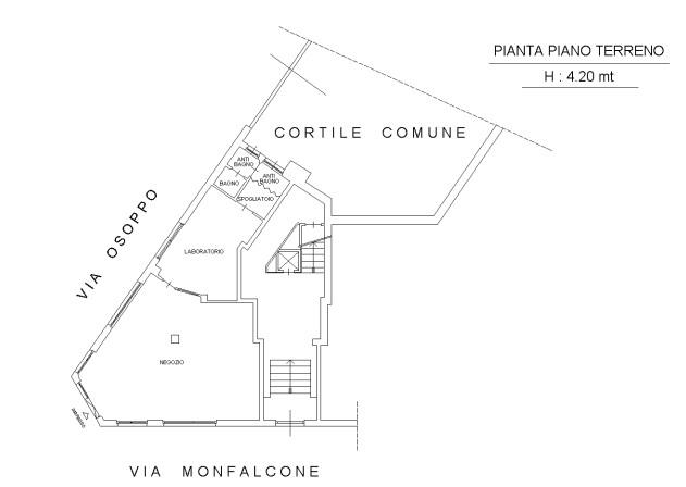 planimetria NEGOZIO CON CANTINA ALL'ASTA IN VIA MONFALCONE, TORINO (TO) - 1