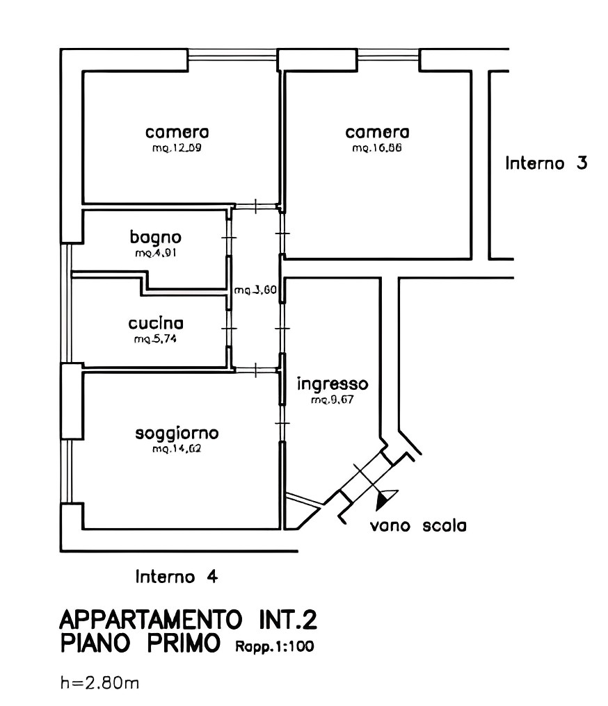 planimetria TRILOCALE CON CANTINA ALL'ASTA IN LARGO LUCIO APULEIO, ROMA (RM) - 1