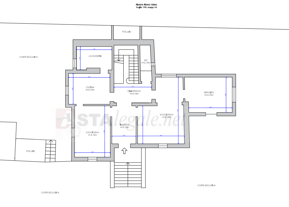 planimetria VILLA PADRONALE IN VENDITA ALL'ASTA IN VIA SANT'ORSOLA, BRESCIA (BS) - 1
