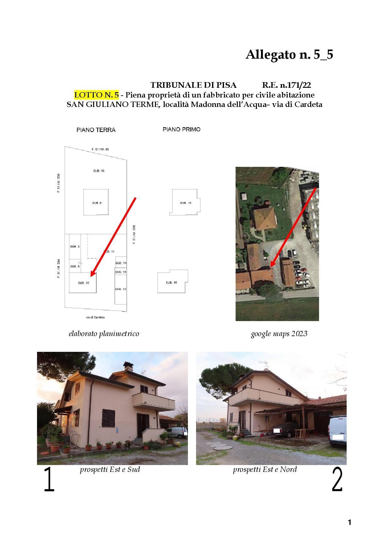 immobile appartamento all'asta in Via di Cardeta 10 - 56017 San Giuliano Terme (PI) - 1