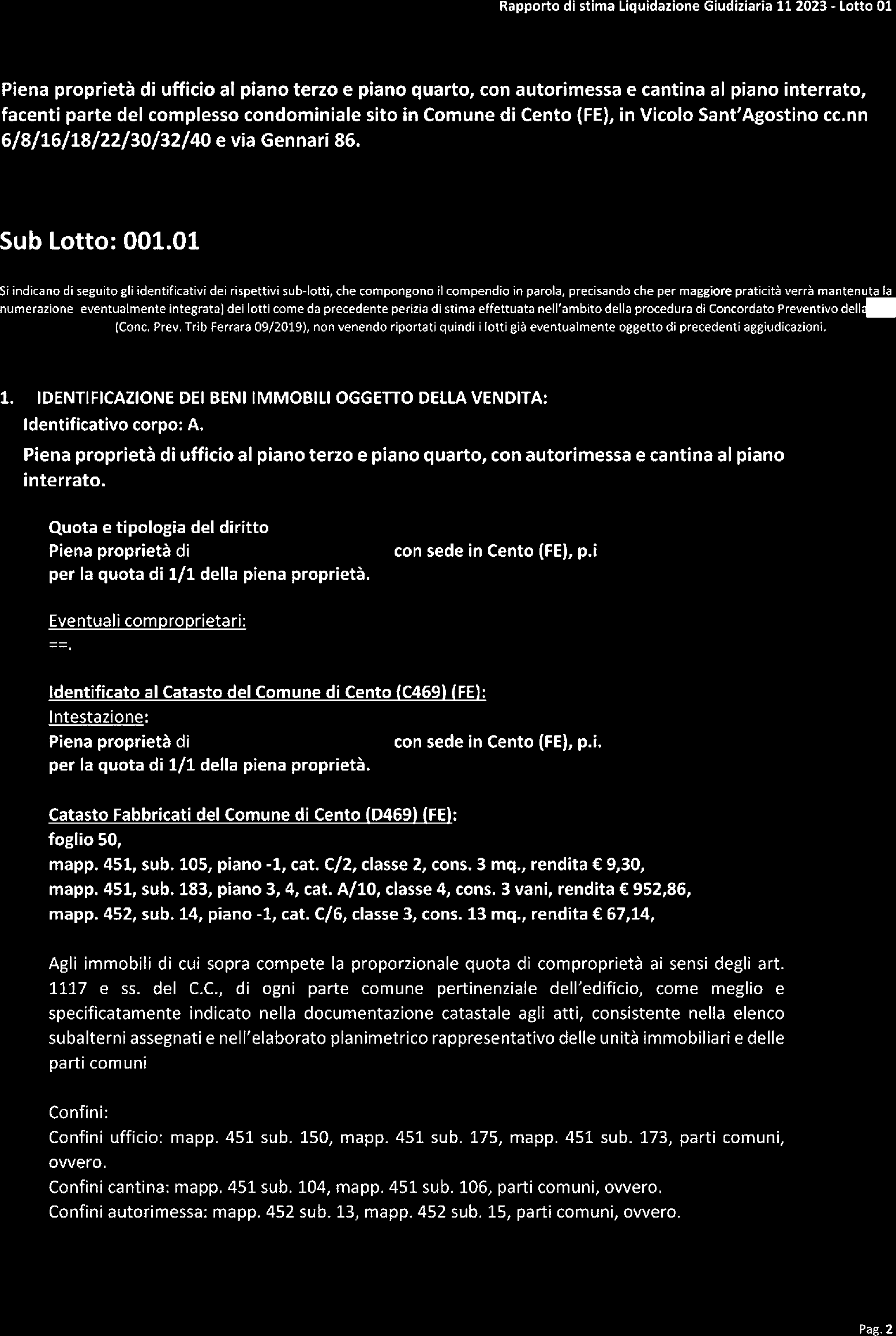 immobile appartamento all'asta in vicolo sant'agostino, n sn - 44042 Cento (FE) - 2