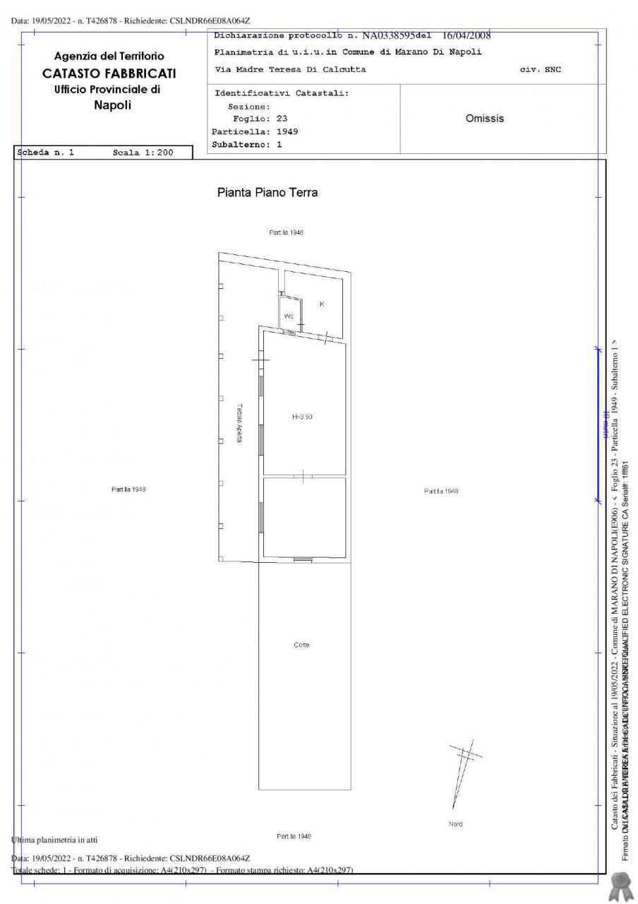 planimetria TERRENO ALL'ASTA CON EDIFICIO, VIA DEL MARE ALTEZZA CIVICO, MARANO DI NAPOLI (NA) - 1