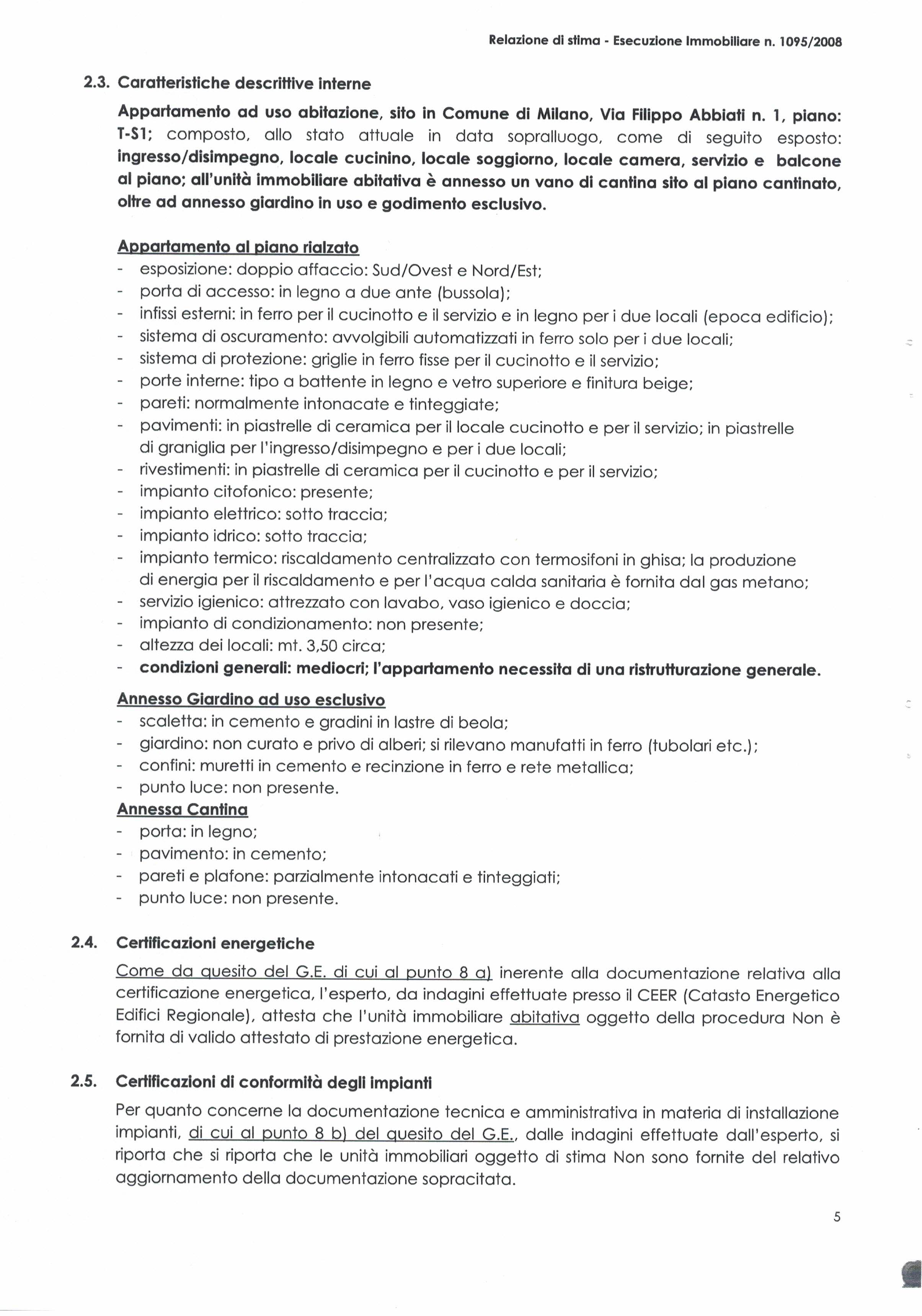 immobile appartamento all'asta in Via Filippo Abbiati n 1 - 20148 Milano (MI) - 5