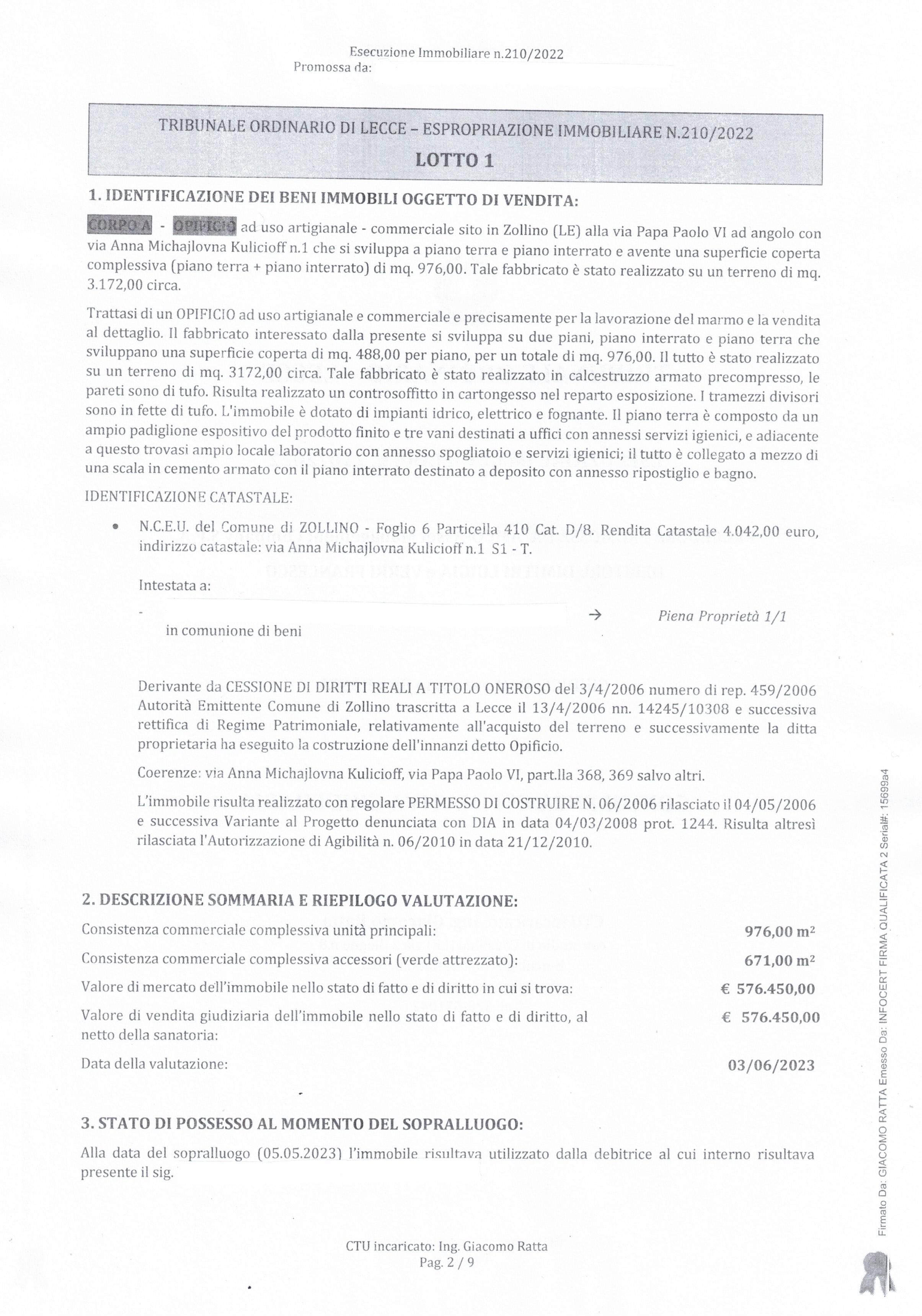 immobile attivita commerciale all'asta in Via Anna Michajlovna Kulicioff n1 Zollino (LE) - 2