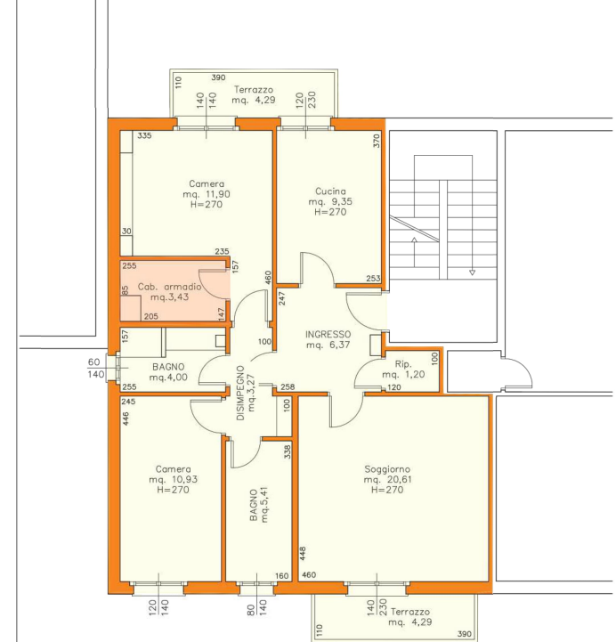 planimetria TRILOCALE ALL'ASTA CON GARAGE IN VIA BERNINI, MIRA (VE) - 1
