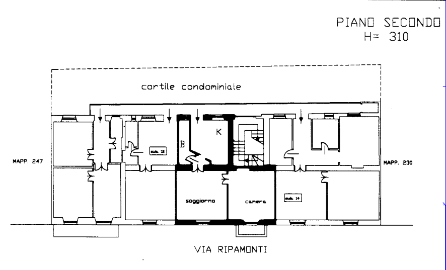 planimetria ABITAZIONE IN ASTA CON CANTINA, IN VIA G.RIPAMONTI, MILANO (MI) - 1