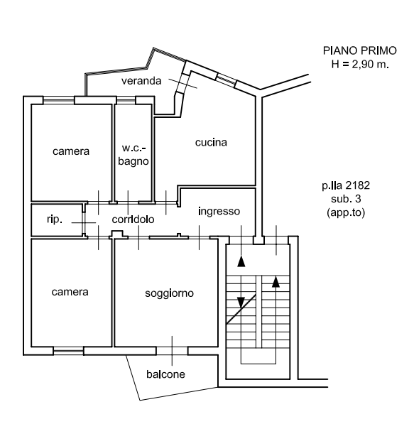 planimetria TRILOCALE IN VENDITA ALL'ASTA IN LARGO ISPICA, PALERMO (PA) - 1