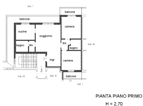 planimetria TRILOCALE IN VENDITA ALL'ASTA IN VIA LARGO D.DEFENDENTE, CALVIGNANO (PV) - 1