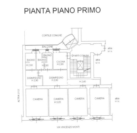 planimetria ABITAZIONE IN ASTA IN VIA VINCENZO MONTI, MILANO (MI) - 1