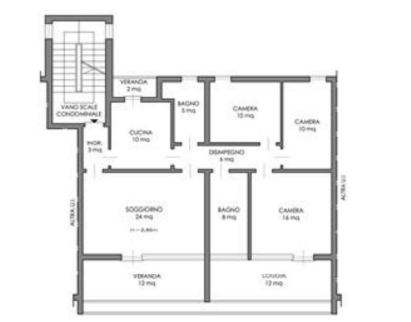 planimetria QUADRILOCALE IN ASTA CON GARAGE IN VIA TRIPOLI, VADAGNO (VI) - 1
