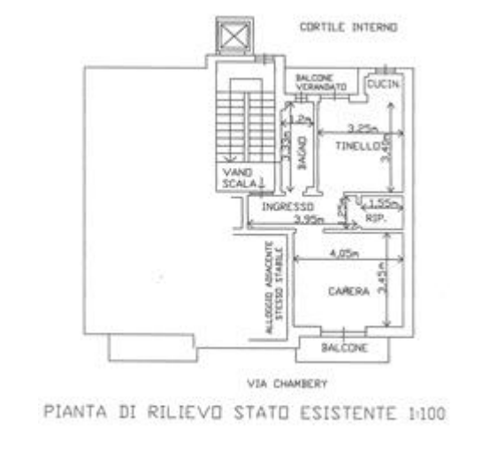 planimetria BILOCALE IN VENDITA ALL'ASTA IN VIA CHAMBERY, TORINO (TO) - 1