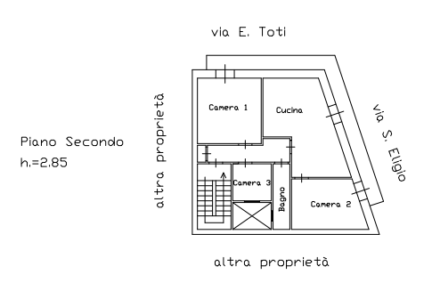 planimetria QUADRILOCALE IN VENDITA ALL'ASTA IN VIA ENRICO TOTI, LENTINI (SR) - 1