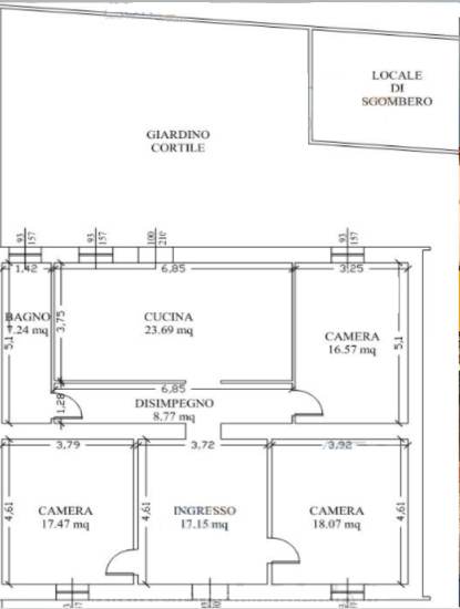 planimetria QUADRILOCALE IN VENDITA ALL'ASTA IN VIA ORTOBENE, INGLESIAS (SU) - 1