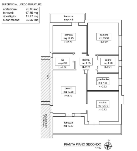 planimetria TRILOCALE IN VENDITA ALL'ASTA, VIA PERGOLESI, ROMANO D'EZZELINO (VI) - 1