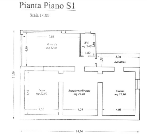 planimetria BILOCALE IN VENDITA ALL'ASTA, VIA A. DE MARSICO, S. CONSILINA (SA) - 1