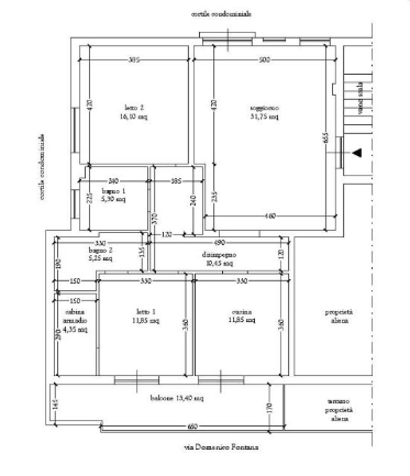 planimetria TRILOCALE IN VENDITA ALL'ASTA IN VIA D. FONTANA, NAPOLI (NA) - 1