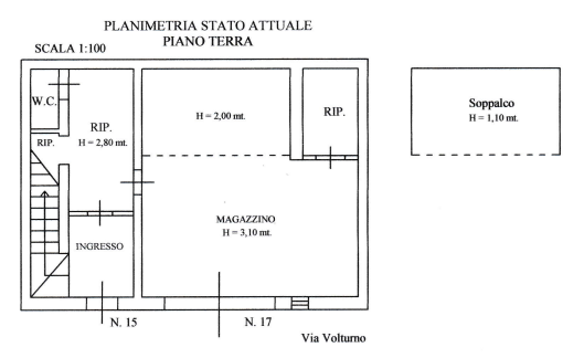 planimetria CASA INDIPENDENTE IN VENDITA ALL'ASTA IN VIA VOLTURNO, BAGHERIA (PA) - 1