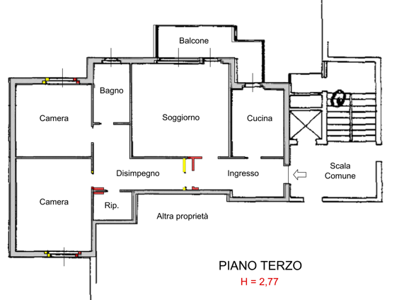 planimetria TRILOCALE IN VENDITA ALL'ASTA IN VIA VITTORIO VENETO, BONATE SOTTO (BG) - 1