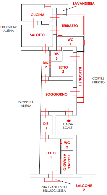 planimetria APPARTAMENTO IN VENDITA ALL'ASTA IN VIA F. BELLUCCI SESSA, PORTICI (NA) - 1