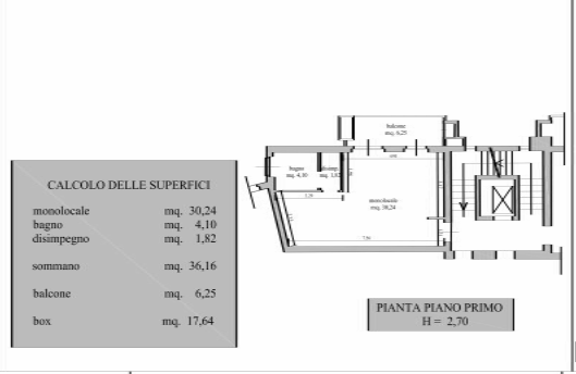 planimetria MONOLOCALE CON BALCONE ALL'ASTA IN VIA GORIZIA, SCANZOROSCIATE (BG) - 1