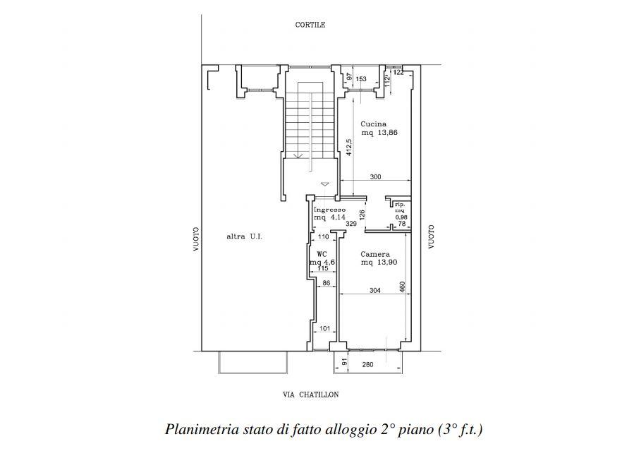 planimetria BILOCALE CON CANTINA ALL'ASTA IN VIA CHATILLON, TORINO (TO) - 1