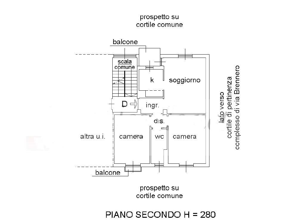 planimetria TRILOCALE CON CANTINA ALL'ASTA IN VIA PADRE REGINALDO GIULIANI, LEGNANO, (MI) - 1