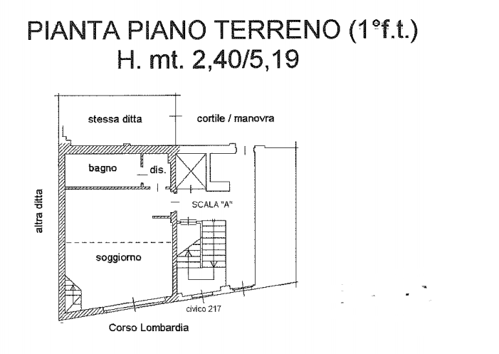 planimetria MONOLOCALE CON SOPPALCO, CANTINA E BOX ALL'ASTA IN CORSO LOMBARDIA, TORINO (TO) - 1