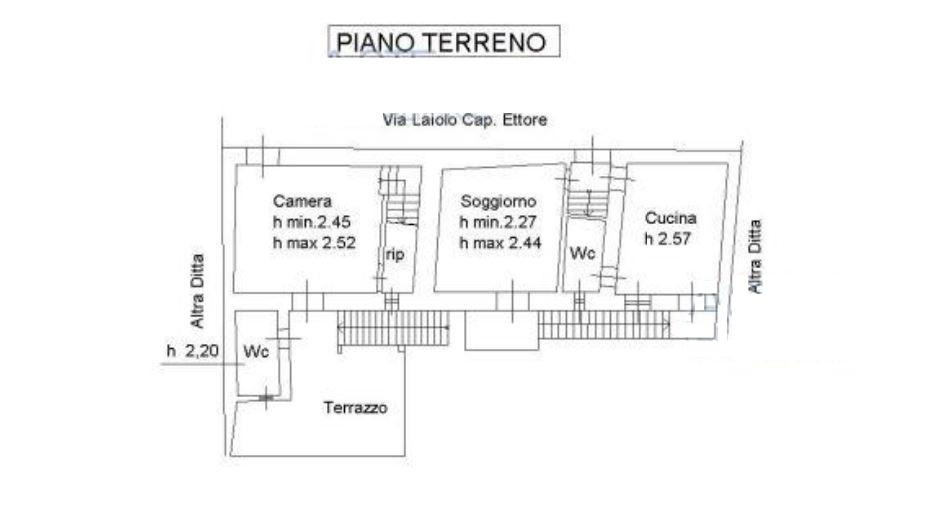 planimetria CASA A SCHIERA SU TRE LIVELLI ALL'ASTA IN VIA CAPITANO ETTORE LAIOLO, VINCHIO (AT) - 1