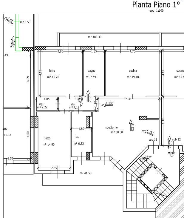 planimetria QUADRILOCALE CON GARAGE ALL'ASTA IN VIA STAZIONE, PATERNO' (CT) - 1