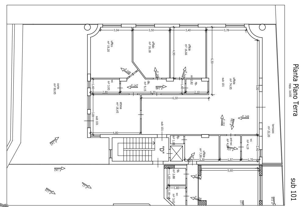 planimetria AMPIO UFFICIO ALL'ASTA CON TERRAZZINO E GIARDINO IN VIA STAZIONE, PATERNO' (CT) - 1