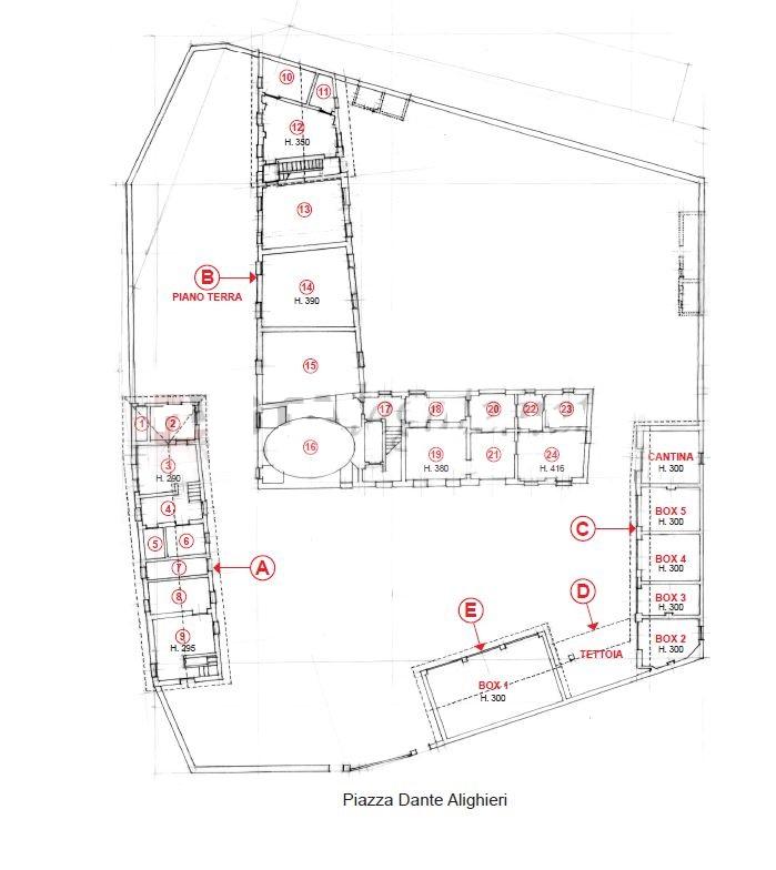 planimetria CASALE DA RISTRUTTURARE ALL'ASTA IN PIAZZA DANTE ALIGHIERI, LINAROLO (PV) - 1
