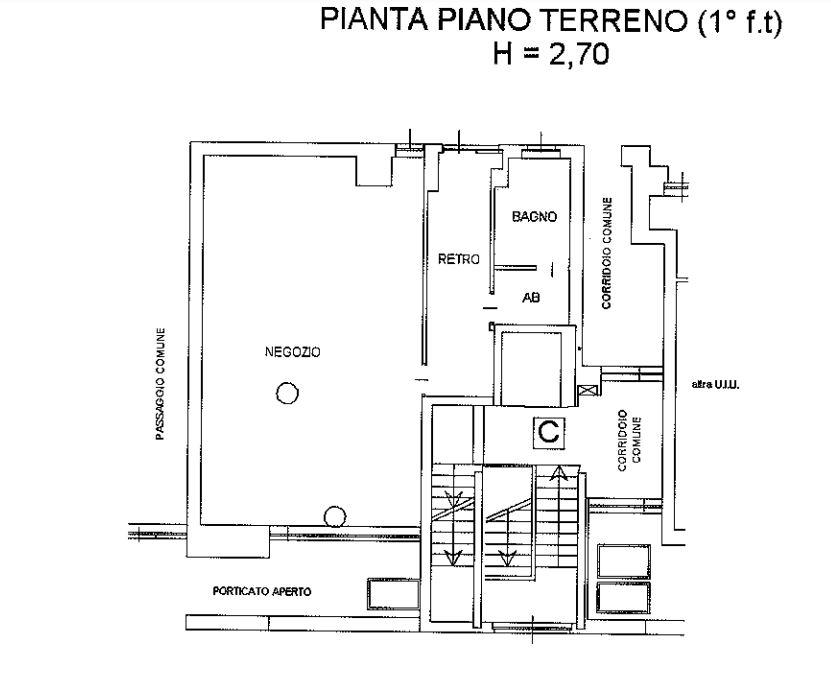 planimetria LOCALE COMMERCIALE CON BOX E CANTINA ALL'ASTA IN VIA VAL DELLA TORRE, TORINO (TO) - 1
