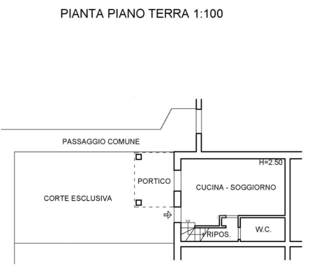 planimetria CASA A SCHIERA CON ACCESSORI ALL'ASTA IN VIA CALCAGNI, LUCOLI (AQ) - 1