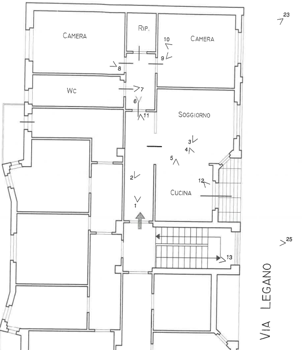 planimetria TRILOCALE CON CANTINA E GARAGE ALL'ASTA IN VIA LEGNANO A RESCALDINA (MI) - 1