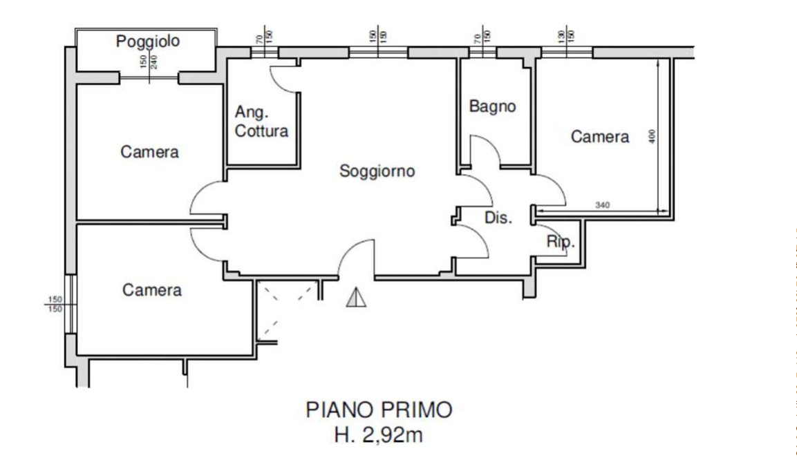 planimetria APPARTAMENTO CON GARAGE ALL'ASTA IN VIA MANZONI, MONTECCHIO MAGGIORE (VI) - 1