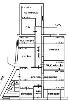 planimetria TRILOCALE CON ACCESSORI ALL'ASTA IN VIA GIUSEPPE VERDI, PATTI (ME) - 1