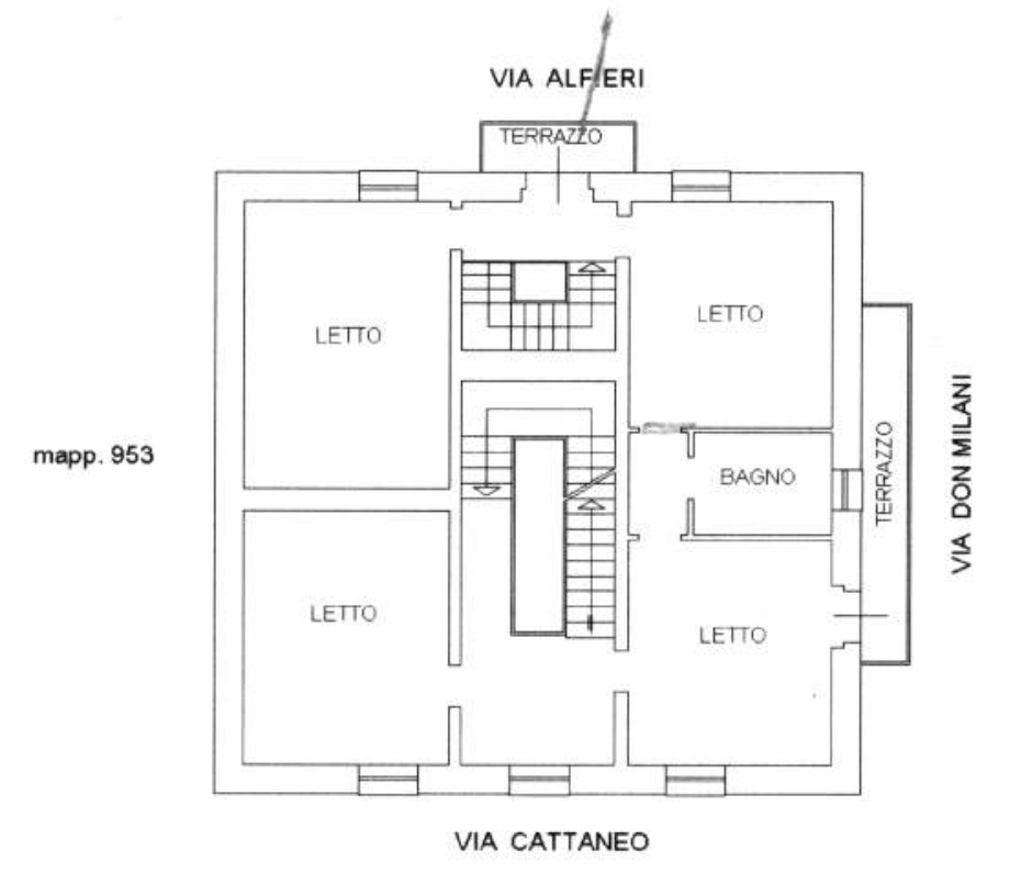 planimetria CASA SINGOLA ALL'ASTA CON ACCESSORI IN VIA CATTANEO, SENNORI (SS) - 1
