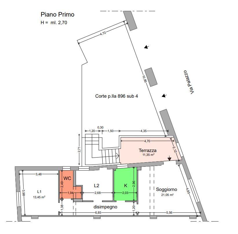 planimetria TRILOCALE CON ACCESSORI ALL'ASTA IN VIA PALAZZO, FRAZIONE VALLE, AVELLINO (AV) - 1